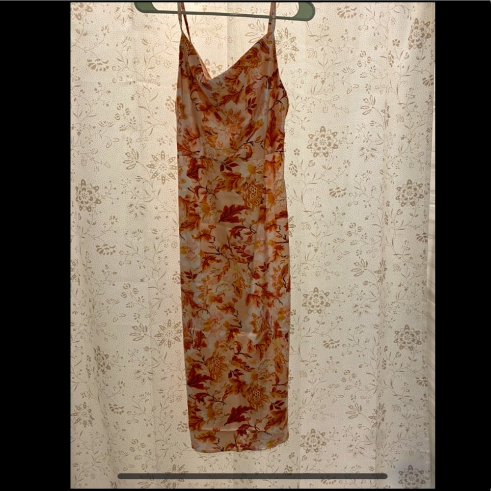 Women’s Satin Midi Floral Slip Dress